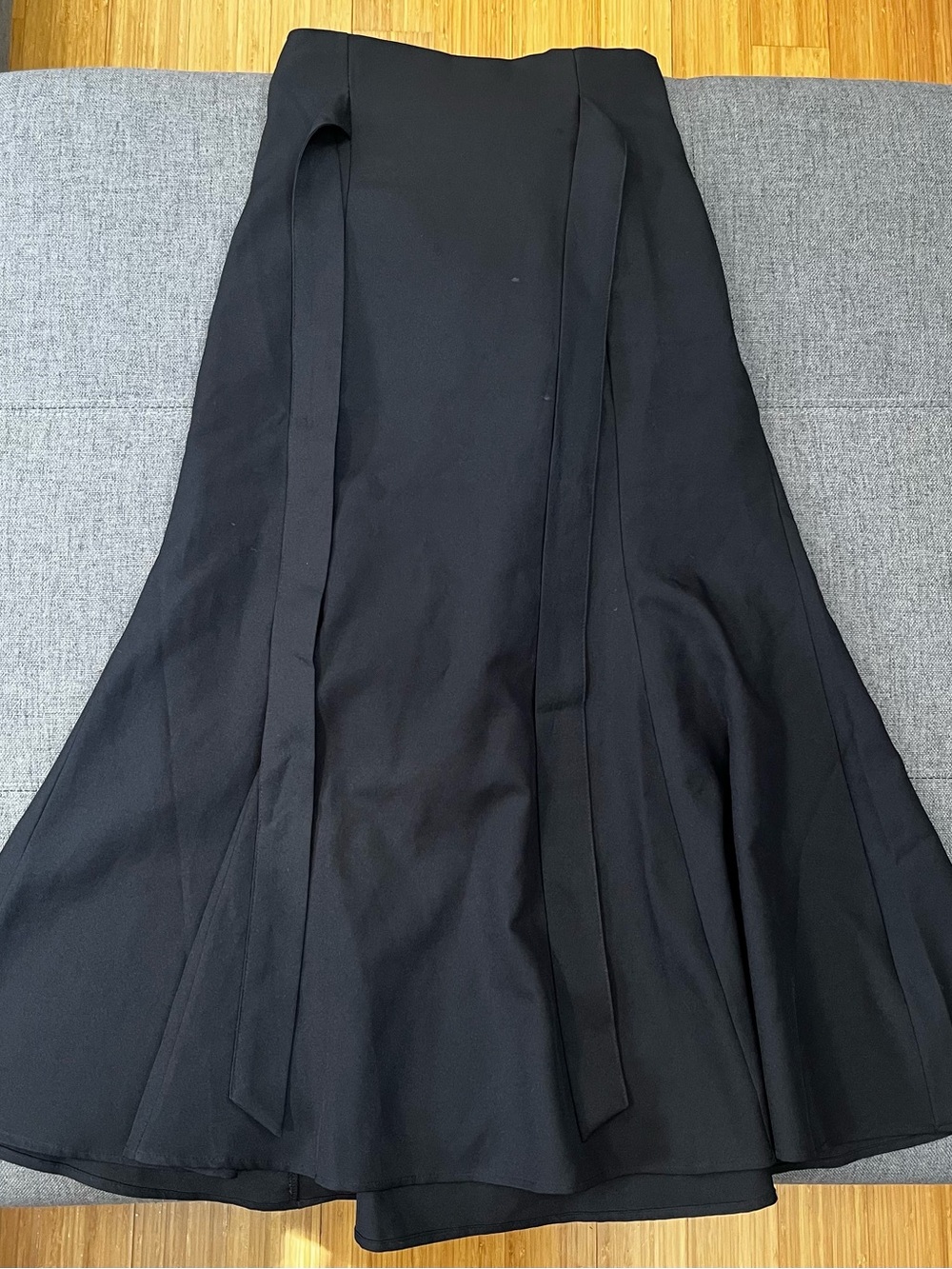 Women's Black A-Line Flared Skirt with Panel Details